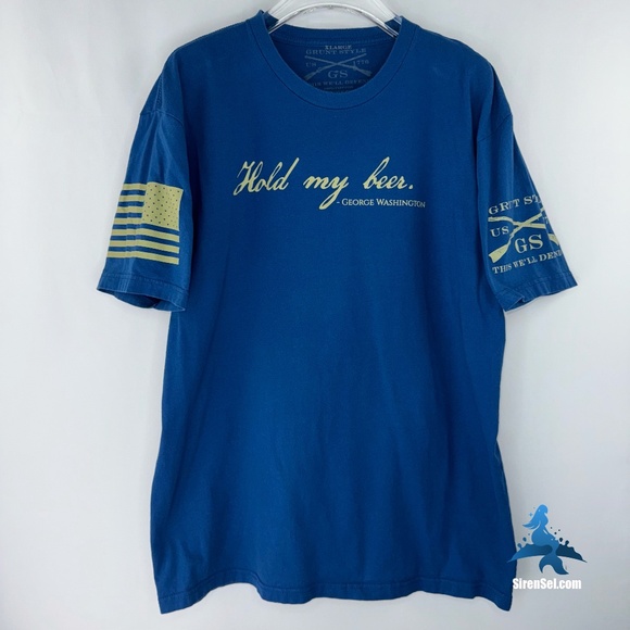 1129 Grunt Style Hold My Beer Tee - Size XL - Blue - Picture 1 of 7